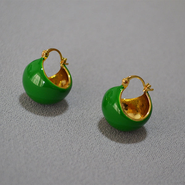 Enamel & Dome 18K Gold Hoop Earrings